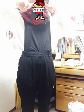 「大判ストール」｜「アイテム（サロペット/オーバーオール）」を使った、▼のん△さん（レディース・158cm）の秋コーディネート