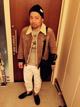 「N.HOOLYWOOD（N.ハリウッド）のアイテム（ミリタリージャケット）」を使った、Kiyomaruさん（メンズ・161cm）の冬コーディネート