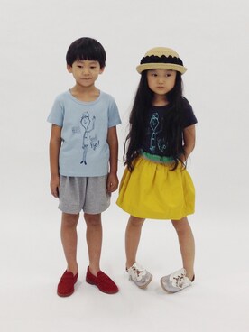 「カップルコーデ」｜ミコトさん（キッズ・121cm）の夏コーディネート