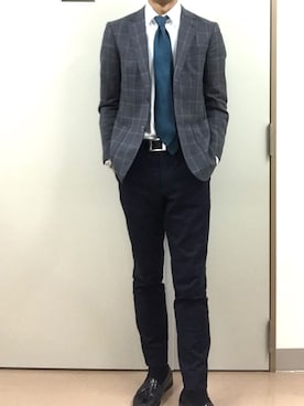 「アイテム（フォーマルスーツ/小物）」を使った、RTさん（メンズ・177cm）の秋コーディネート