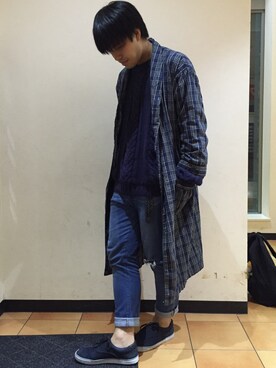 「ブルーコーデ」｜「アイテム（その他アウター）」を使った、ゆーやさん（メンズ・174cm）の秋コーディネート