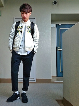 「JohnUNDERCOVER（ジョンアンダーカバー）のアイテム（ブルゾン）」を使った、ryotaさん（メンズ・160cm）の冬コーディネート