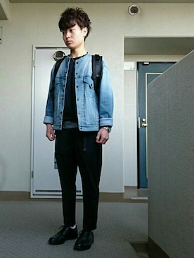 「FACTOTUM（ファクトタム）のアイテム（スウェット）」を使った、ryotaさん（メンズ・160cm）の春コーディネート