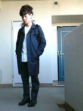 「アイテム（ステンカラーコート）」を使った、ryotaさん（メンズ・160cm・10代）の春コーディネート