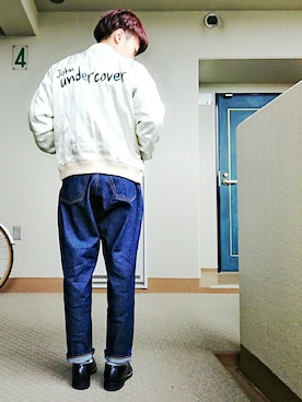 「JohnUNDERCOVER（ジョンアンダーカバー）のアイテム（ブルゾン）」を使った、ryotaさん（メンズ・165cm）の春コーディネート