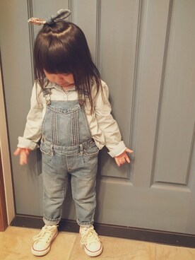 「うさ耳」｜「アイテム（オールインワン・サロペット）」を使った、y-mamaさん（キッズ・90cm）の春コーディネート