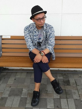 「McGREGOR CLASSIC（マックレガークラシック）のアイテム（パンツ）」を使った、眼鏡坊主さん（メンズ・174cm）の夏コーディネート