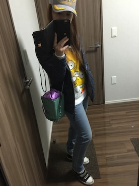 「SHARE PARK（シェアパーク）のアイテム（ジャケット/アウター）」を使った、Yuki Kasumiさん（レディース・155cm）の春コーディネート