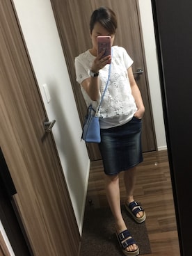 「abcdevol（エービーシーディーイーボル）のアイテム（サンダル）」を使った、Yuki Kasumiさん（レディース・155cm）の夏コーディネート