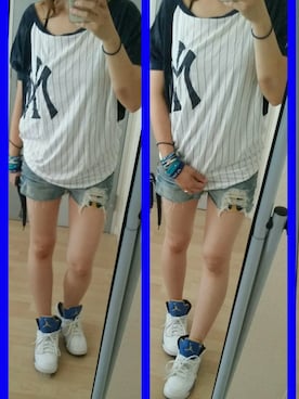 「LB-03（エルビー・ゼロスリー）のアイテム（パンツ）」を使った、1boy1girl　momさん（レディース・160cm）の夏コーディネート
