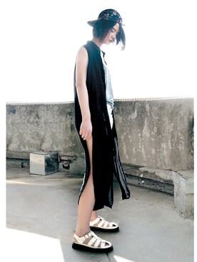 「DEMARCOLAB（デマルコラブ）のアイテム（帽子）」を使った、Jessie.Cさん（レディース・166cm）の夏コーディネート
