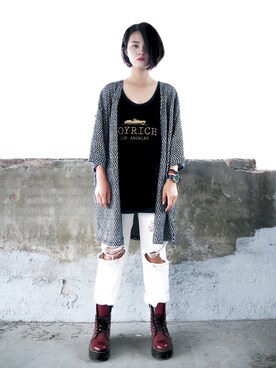 「JOYRICH」｜「アイテム（ノーカラージャケット）」を使った、Jessie.Cさん（レディース・166cm）の秋コーディネート