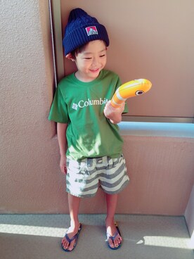 「BEN DAVIS（ベンデイビス）のアイテム（ニットキャップ/ビーニー）」を使った、Lilick0408さん（キッズ・110cm）の夏コーディネート