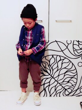 「5歳」｜「アイテム（ダウンベスト）」を使った、Lilick0408さん（キッズ・110cm）の秋コーディネート