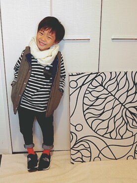 「5歳」｜「アイテム（ダウンベスト）」を使った、Lilick0408さん（キッズ・110cm）の冬コーディネート