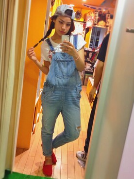 「Abercrombie&Fitch（アバークロンビーアンドフィッチ）のアイテム（つなぎ/オールインワン）」を使った、Aylaさん（レディース・170cm）の夏コーディネート