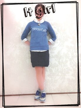 「NIKE（ナイキ）のNIKE AIR MAX（スニーカー、ブルー系）」を使った、kyon61さん（レディース・164cm）の春コーディネート