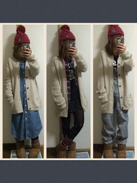 「GAP（ギャップ）のアイテム（その他アウター、ベージュ系）」を使った、ママくろさん（レディース・158cm）の冬コーディネート