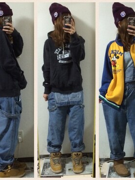 「チチカカ（チチカカ）のアイテム（ニットキャップ/ビーニー、レッド系）」を使った、ママくろさん（レディース・158cm）の冬コーディネート