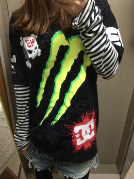 「DC（ディーシー）のアイテム（Tシャツ/カットソー、ブラック系）」を使った、ママくろさん（レディース・158cm）の冬コーディネート