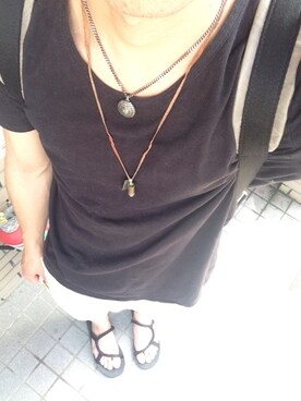 「アイテム（バックパック/リュック、シルバー系）」を使った、Naoki Kawashitaさん（メンズ・182cm）の夏コーディネート