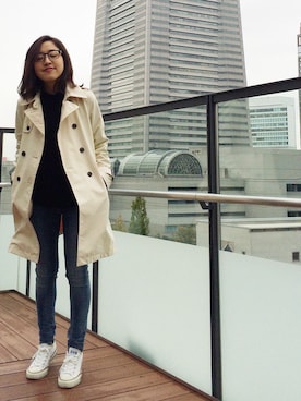 「AIGLE（エーグル）のアイテム（トレンチコート）」を使った、kanaさん（レディース・158cm）の秋コーディネート