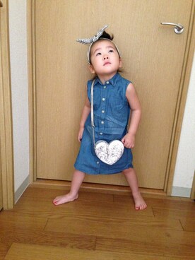 「AZUL by moussy（アズールバイマウジー）のアイテム（ワンピース）」を使った、Anriさん（キッズ・90cm）の夏コーディネート