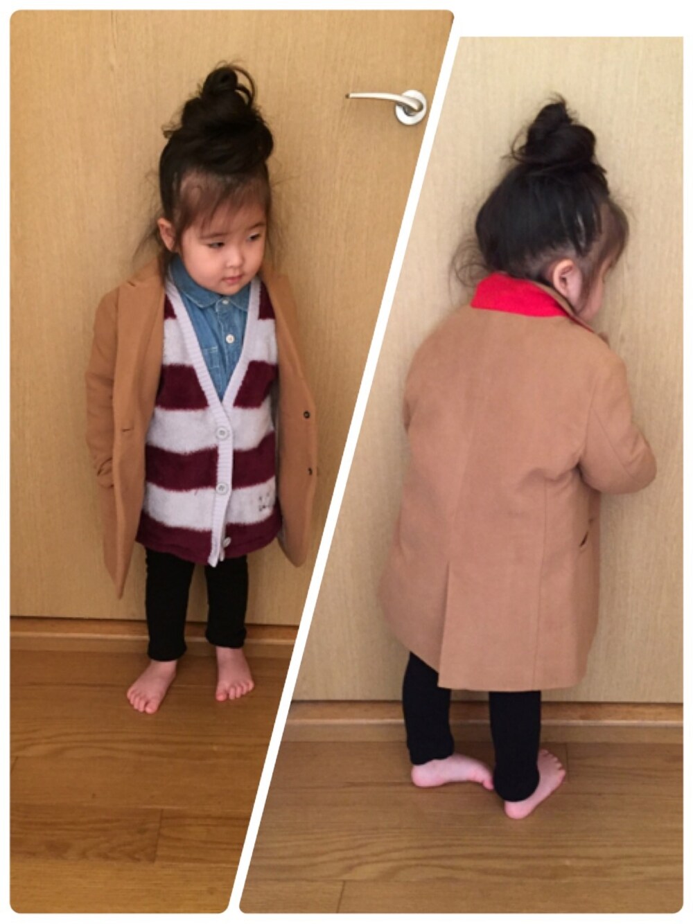 「uu、UNIQLO、アンダーカバー、コラボ、ぶかぶか」｜「西松屋のアイテム（シャツ/ブラウス、ブルー系）」を使った、Anriさん（キッズ・90cm）の秋コーディネートの1枚目の写真