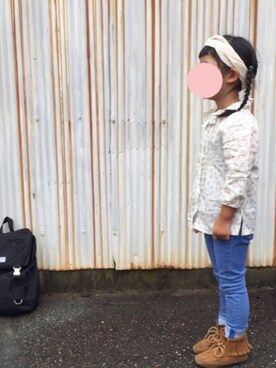 「アイテム（モカシン/デッキシューズ）」を使った、クーコさん（キッズ・110cm）の秋コーディネート