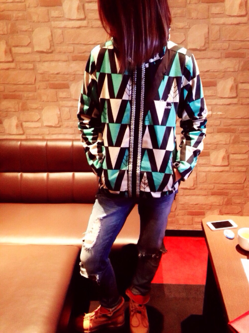 「goslowcaravan、Timberland、ボーイッシュ、カジュアル、カラオケ、あやとり橋、休日CODE」｜「go slow caravanのアイテム（ジャケット/アウター、グリーン系）」を使った、ArisAさん（レディース・164cm）の秋コーディネートの1枚目の写真