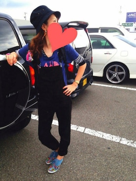 「サファリハット」｜「アイテム（サロペット/オーバーオール）」を使った、ArisAさん（レディース・164cm）の秋コーディネート