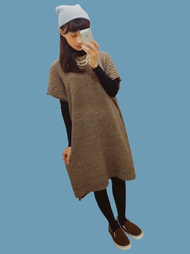 「pas de calais（パドカレ）のアイテム（ワンピース/ドレス）」を使った、Mushflovskiさん（レディース・162cm）の冬コーディネート