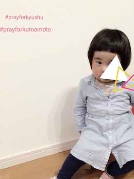 「アイテム（シャツワンピース）」を使った、かのぴーさん（キッズ・80cm）の春コーディネート