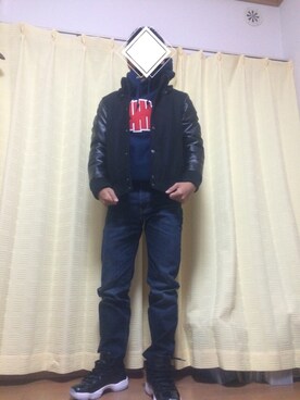 「Jordan」｜「アイテム（スタジャン）」を使った、kicks☆yさん（メンズ・166cm）の冬コーディネート