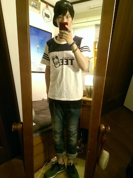 「CLUCT（クラクト）のアイテム（キャップ）」を使った、恐竜也さん（メンズ・175cm）の夏コーディネート