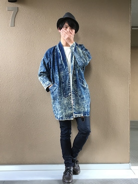 「コーディネート」｜「アイテム（カバーオール）」を使った、恐竜也さん（メンズ・175cm）の秋コーディネート