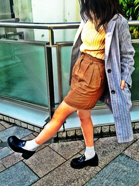 「NICE CLAUP（ナイスクラップ）のアイテム（チェスターコート）」を使った、mimimiさん（レディース・160cm）の秋コーディネート