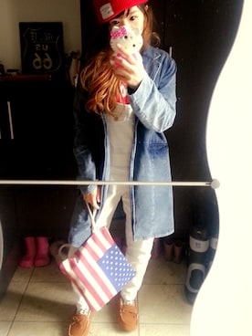 「GRL（グレイル）のアイテム（デニムジャケット）」を使った、小林裕佳さん（レディース・154cm）の冬コーディネート