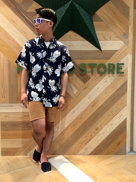 「サーフショーツ」｜粟井さん（メンズ・170cm）の夏コーディネート