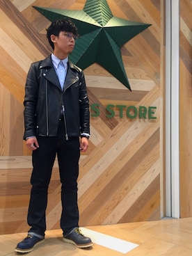 「FREAK'S STORE（フリークスストア）のアイテム（ライダースジャケット）」を使った、粟井さん（メンズ・170cm・20代）の夏コーディネート