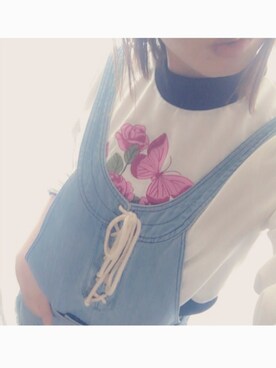 「サロペットスカート」｜「アイテム（スウェット）」を使った、♡me♡さん（レディース・158cm）の春コーディネート