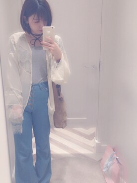 「puiのアイテム（その他アウター、ベージュ系）」を使った、♡me♡さん（レディース・158cm）の夏コーディネート