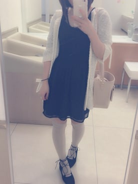 「黒ワンピ」｜「アイテム（その他アウター）」を使った、♡me♡さん（レディース・158cm）の夏コーディネート