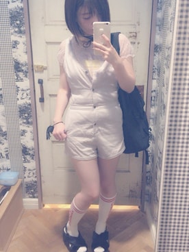 「夢展望（ユメテンボウ）のアイテム（トップス、ピンク系）」を使った、♡me♡さん（レディース・158cm）の夏コーディネート