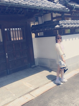 「CONVERSE（コンバース）のアイテム（スニーカー、ホワイト系）」を使った、♡me♡さん（レディース・158cm）の夏コーディネート