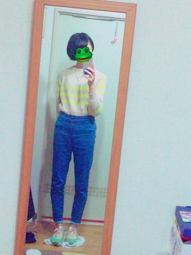 「ハイウェストデニム」｜ほのさん（レディース・162cm）の秋コーディネート