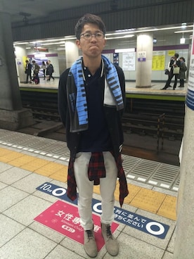 「LIVE」｜「アイテム（スタジャン）」を使った、永井さん（メンズ・176cm）の冬コーディネート