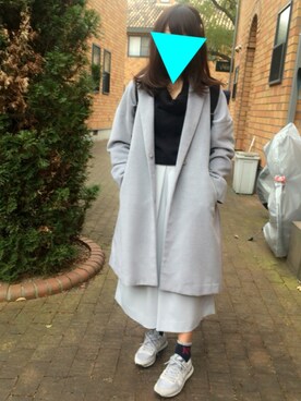 「黒リュック」｜「アイテム（チェスターコート）」を使った、Hidemi さん（レディース・153cm）の冬コーディネート