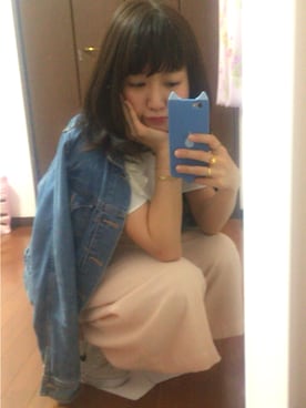 「LILY BROWN（リリーブラウン）のアイテム（デニムジャケット）」を使った、Hidemi さん（レディース・153cm）の春コーディネート