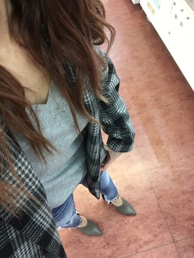 「Ungrid（アングリッド）のフレイドヘムストスリ（デニムパンツ）」を使った、AYUMIさん（レディース・153cm）の秋コーディネート